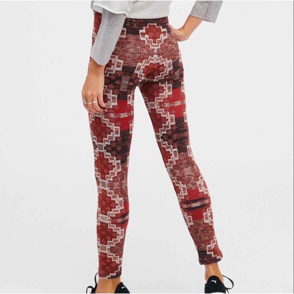 FREE PEOPLE red brown Byzantine pattern sweater leggings sz S - Picture 2 of 8
